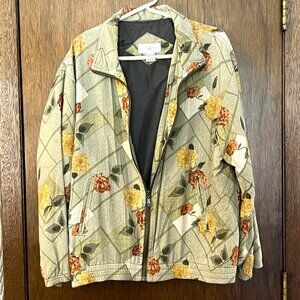 Light Weight Spring Floral Print Zip Front Jacket